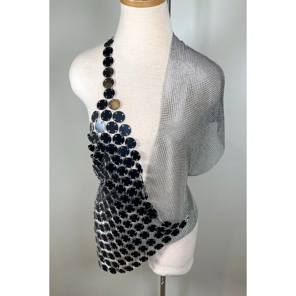 Fannie Schiavoni Scale and Mesh Chainmail Sheer Wrap Top Size Large - Picture 4 of 10